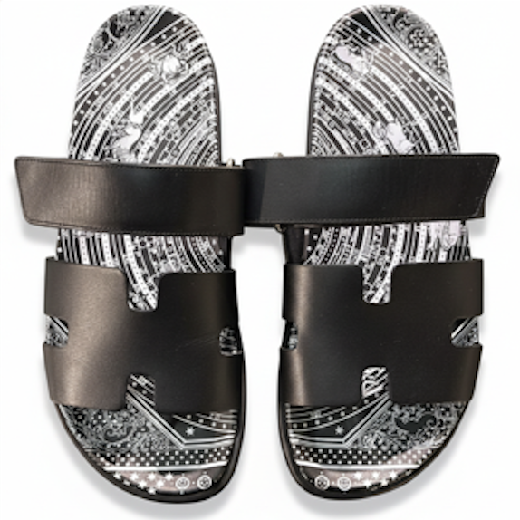 Hermès Chypre Black and White Sandal