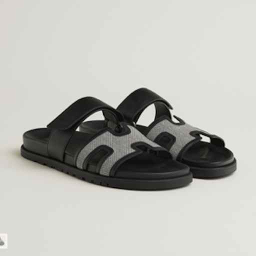 Hermès Chypre Black and Grey Sandal
