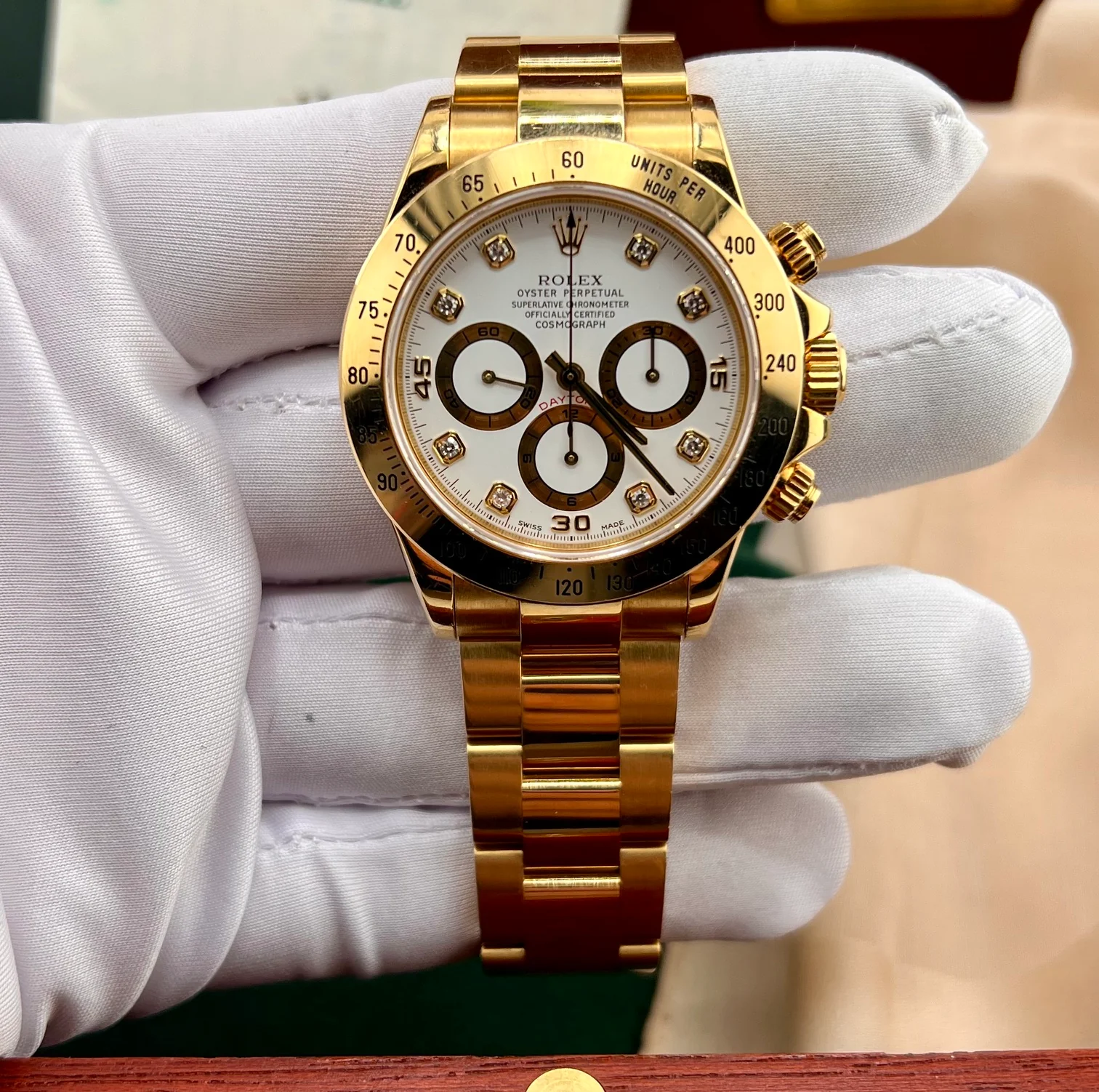 Rolex Daytona Zenith White Dial Index Diamond Box & Papers 16528 1991