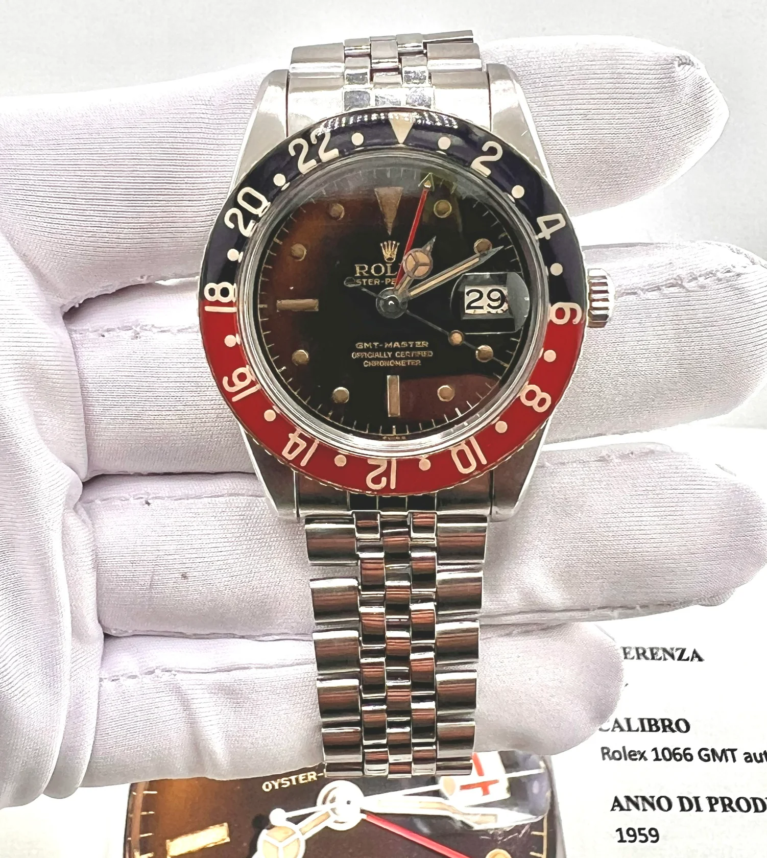 Rolex GMT-Master Brown Bakelite Expertise 6542 1959