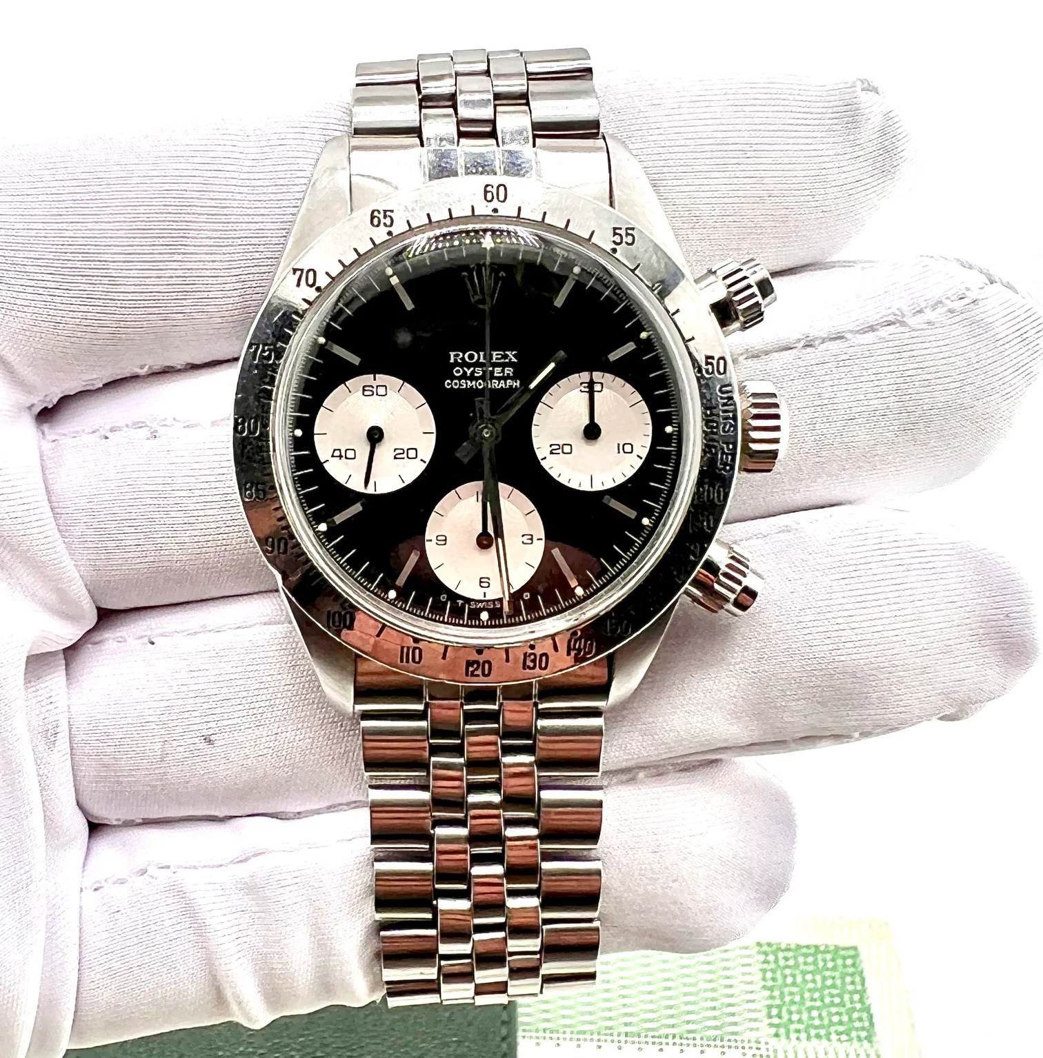 Rolex Daytona Black Dial Jubilee 37mm Paper No Box 6265 1975