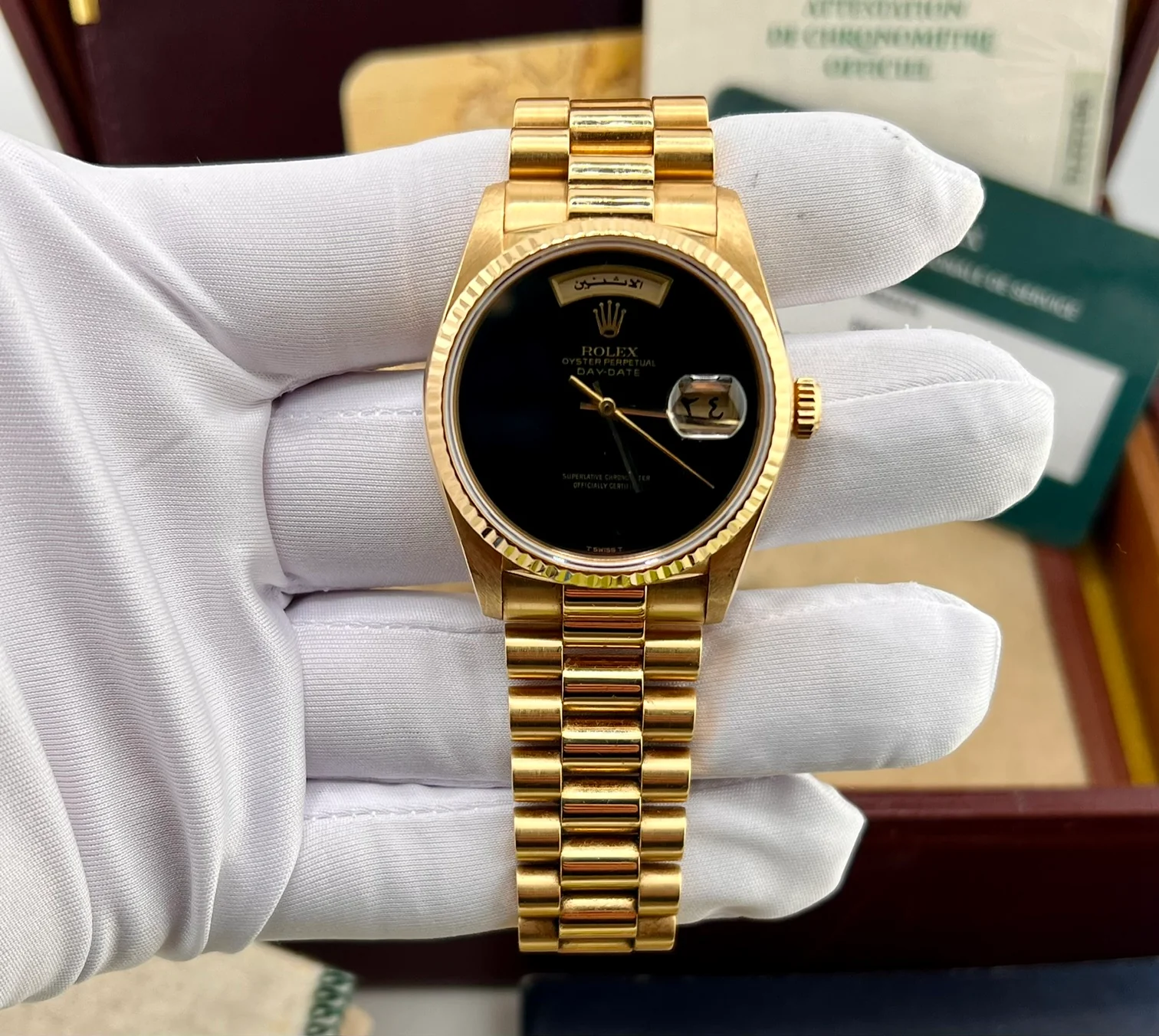 Rolex Day-Date 36mm Onyx Dial Full Set Bahrain Service 2020 18038 1986