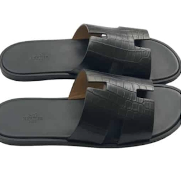 Hermès Izmir Black Crocodile Sandal