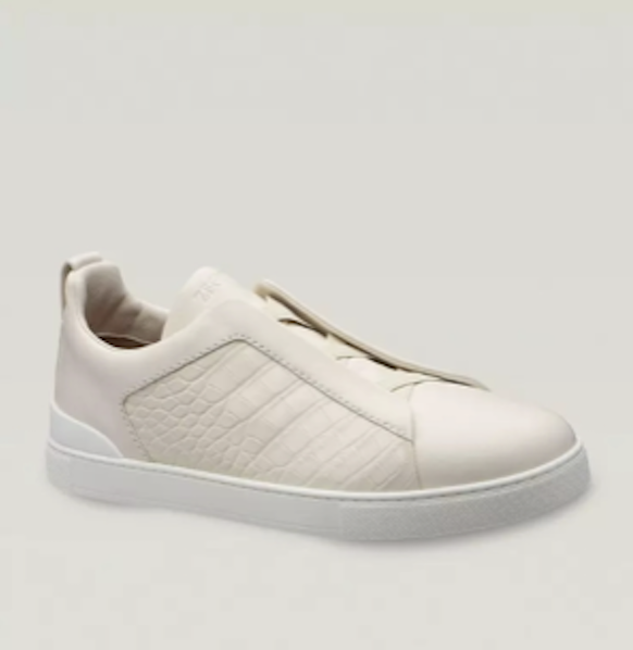 Zegna Triple Stitch Cream Crocodile Loafer