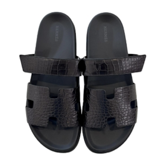 Hermès Chypre Étoupe Himalaya Black Sandal