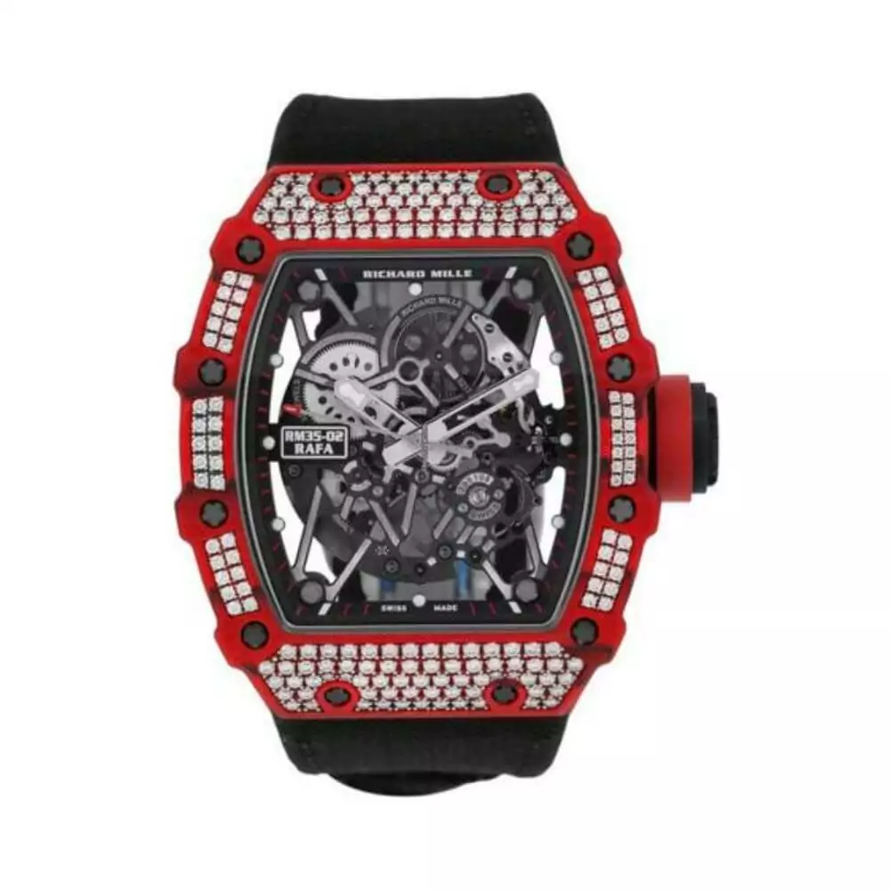 Richard Mille RM 35-02 Rafael Nadal Diamond Red Quartz TPT Skeleton Dial